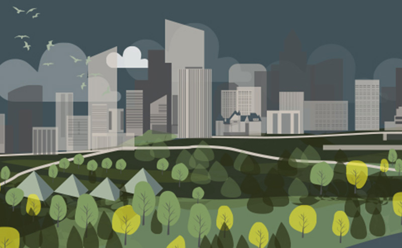 Artistic drawing of the city of Edmonton