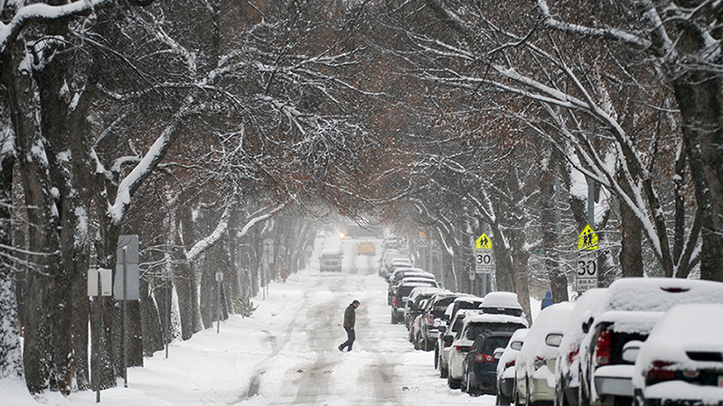 Winter street in Edmonton