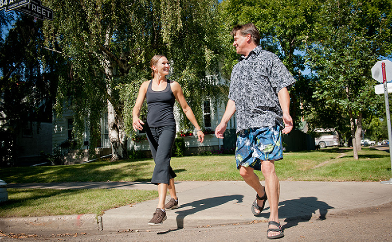 people walking in summer