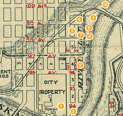 Map of Ross Flats area during 1915 flood.