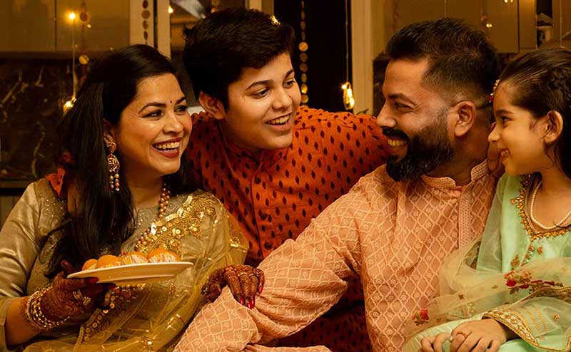 happy family celebrating