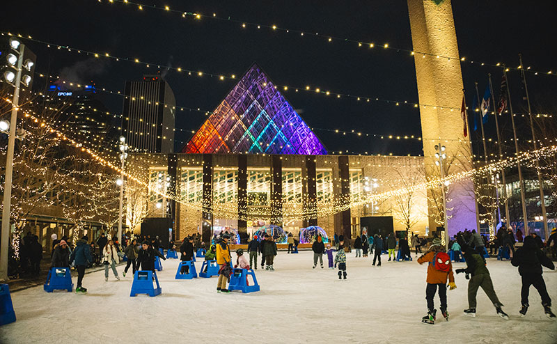 skating at city hall plaza