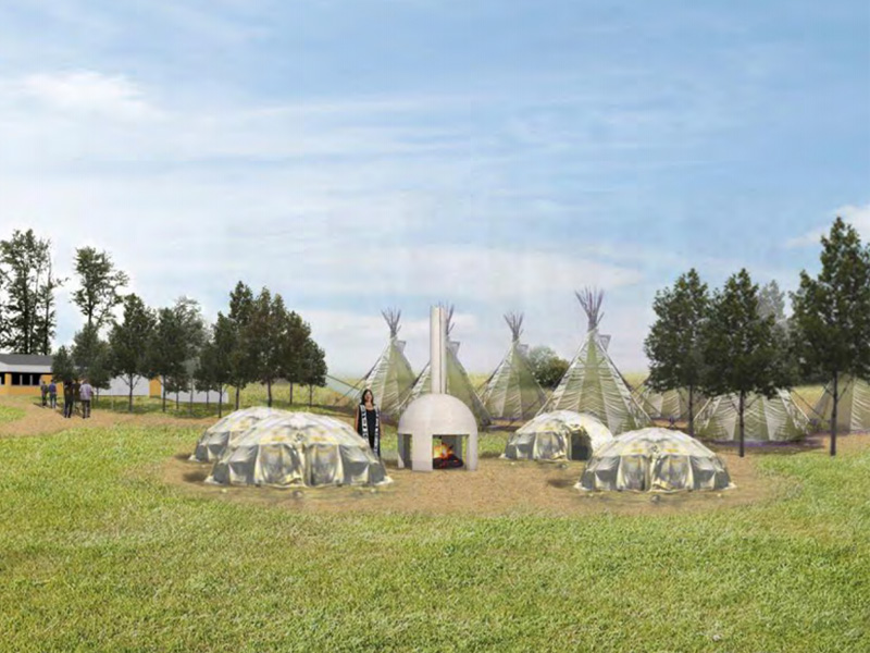 sketch of sweatlodge circle and tipi area