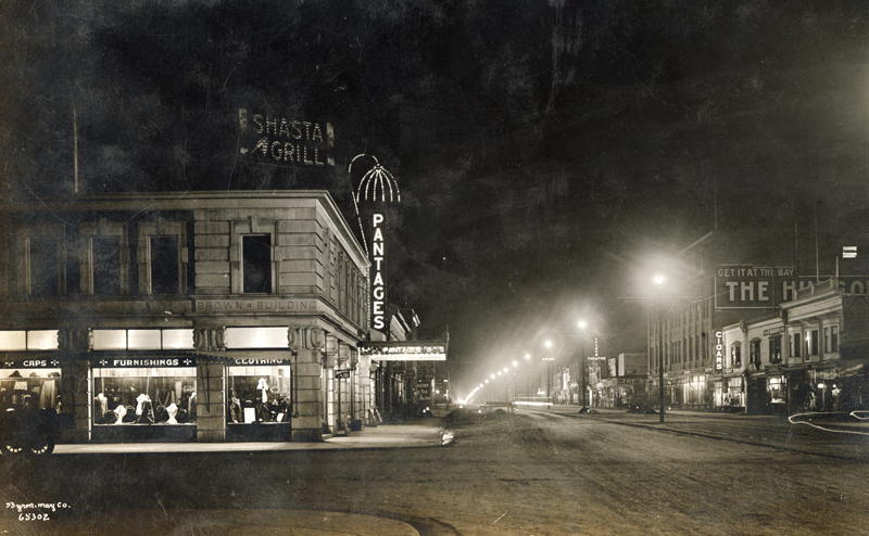 Black and white historical photo of an Edmonton street.