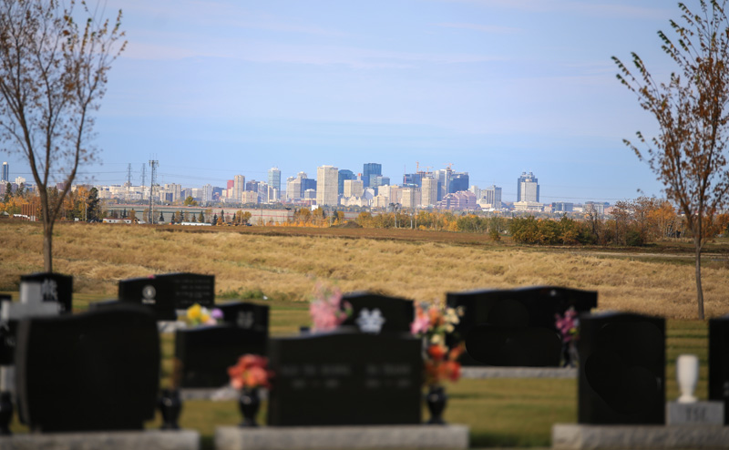 Grave markers in South Haven Cemetery