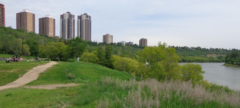 Dawson Kinnarid Ravine with residential buildings in background looking 