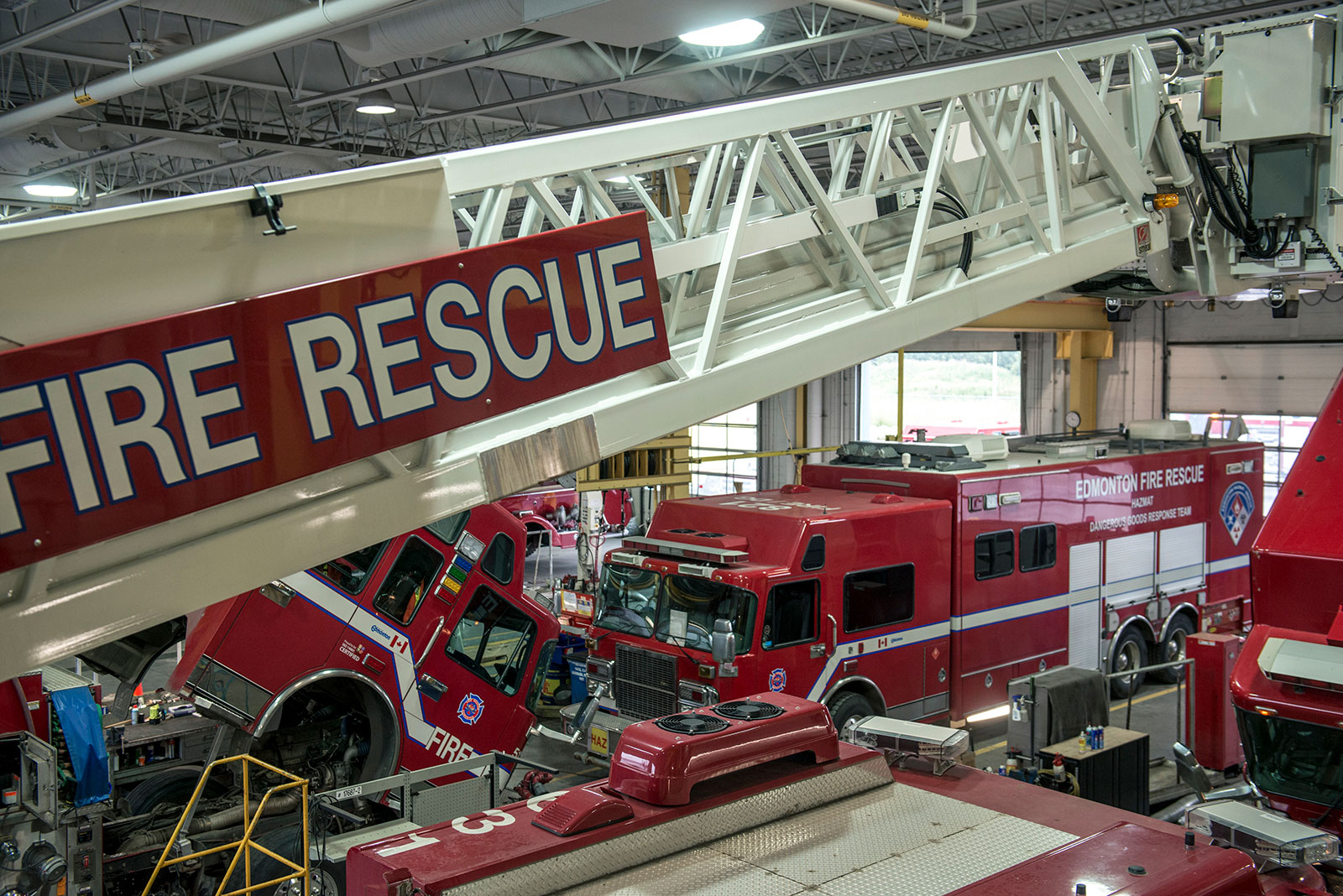 Fire trucks in the station