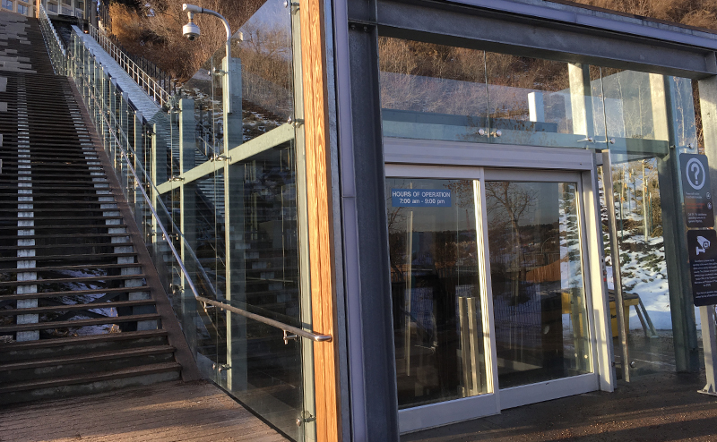 100 Street Funicular and the stairs