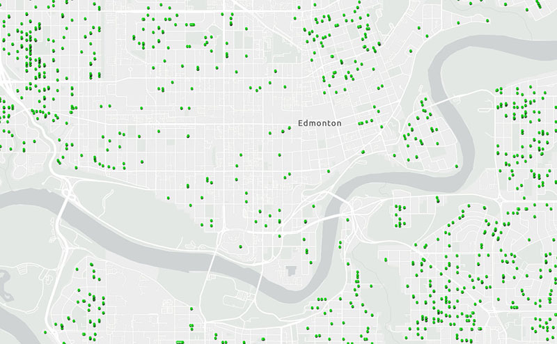 Map with detils of where house building permits have been issued