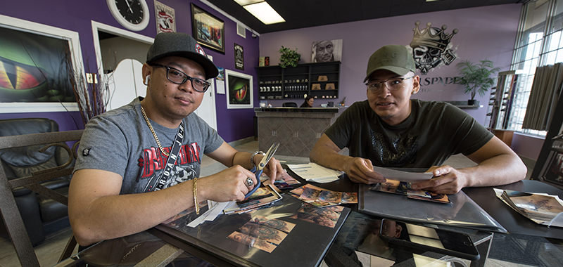 Two men in a shop in Inglewood.