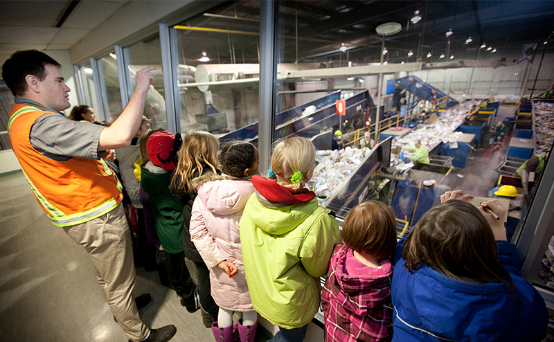 children on factory tour