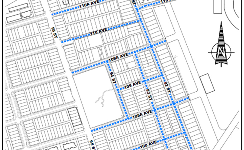 Map showing limit of alley construction