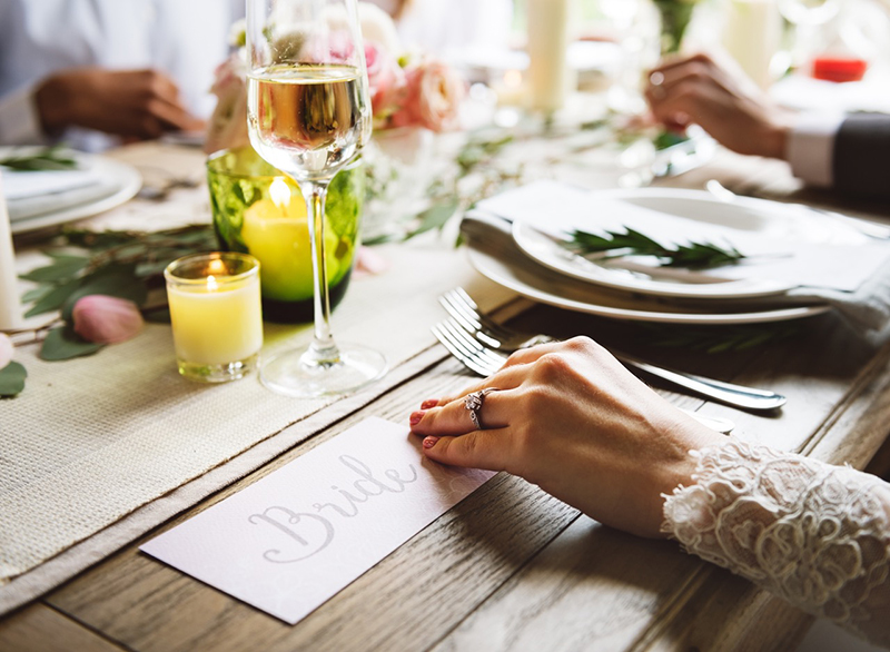 Close-up of a table set for a meal.