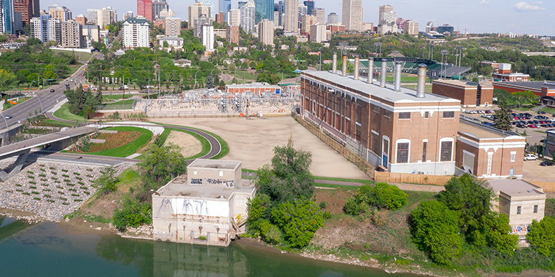 Aerial view of the Rossdale Power Plant