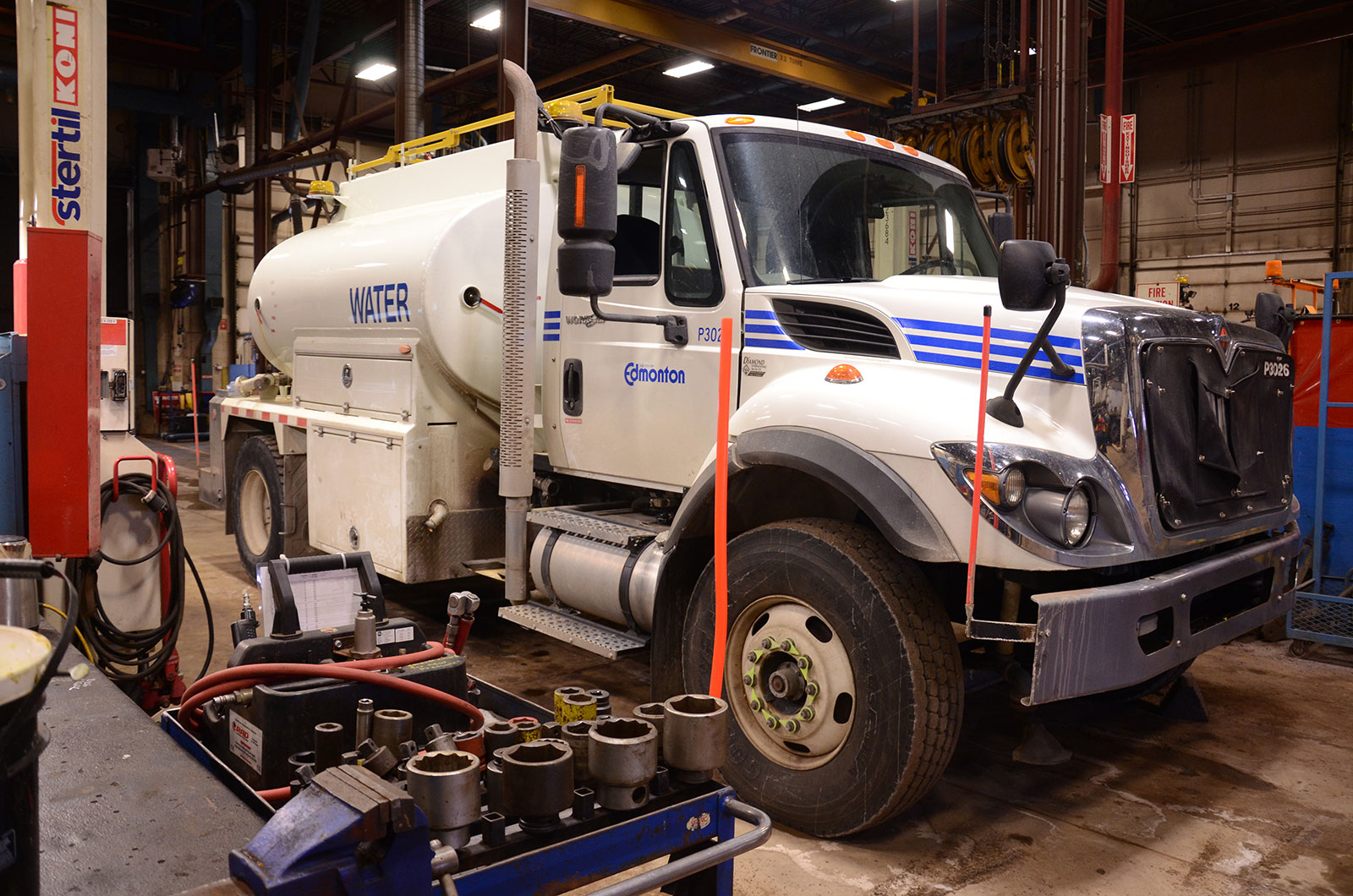 City truck being maintained