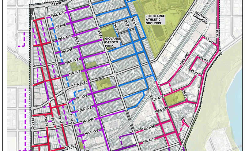 Map showing construction chunks based by year