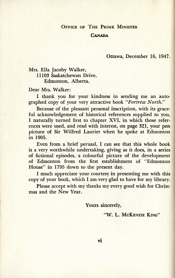 McKenzie King letter December 16, 1947