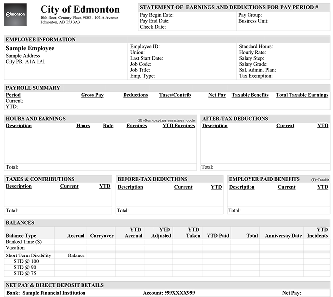 Sample pay advice statement