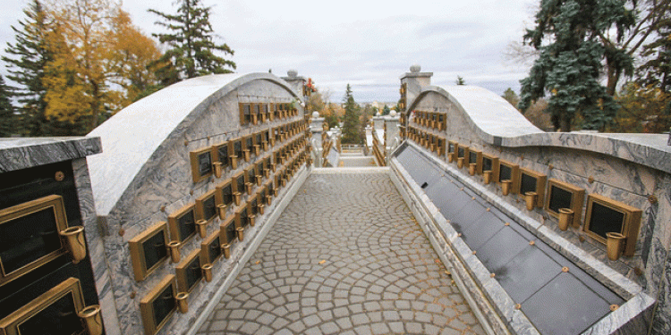 columbarium with plaques