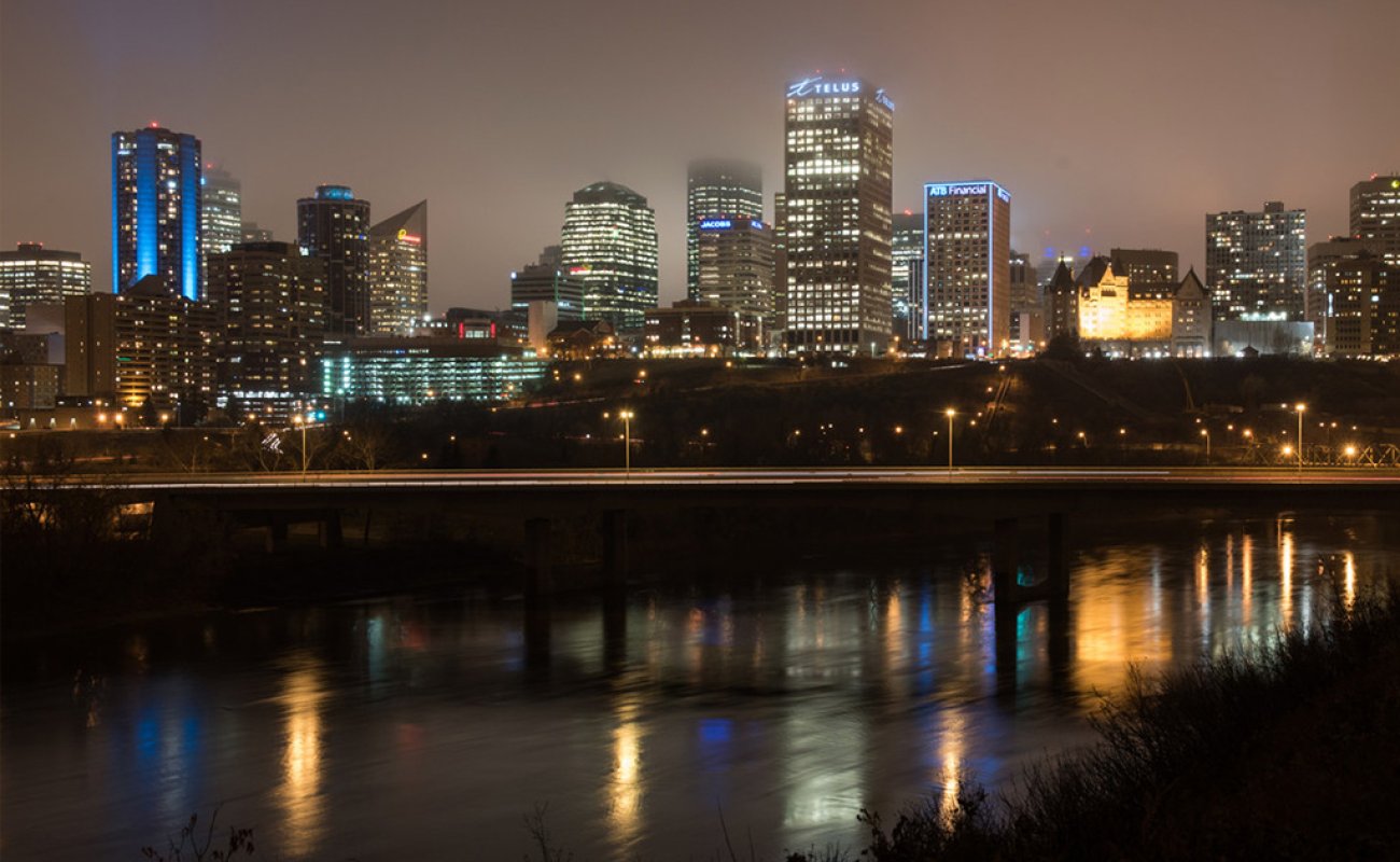 downtown skyline at night