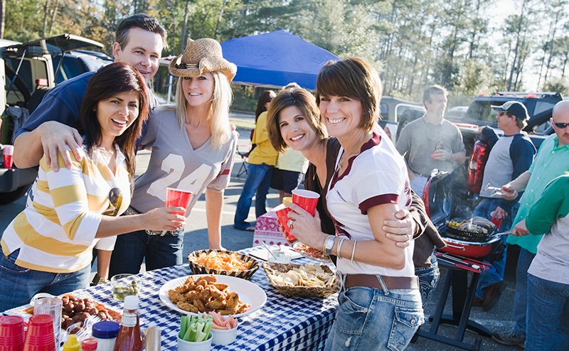 people at block party in neighbourhood