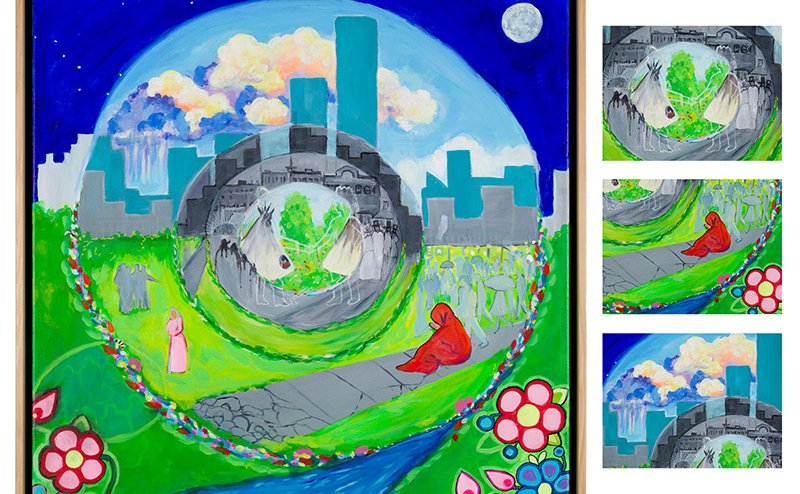 blue and green artwork