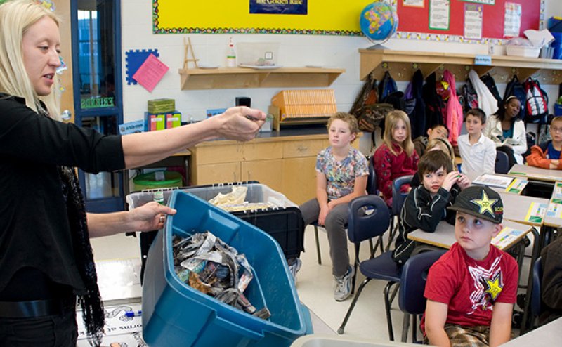 school teacher and students