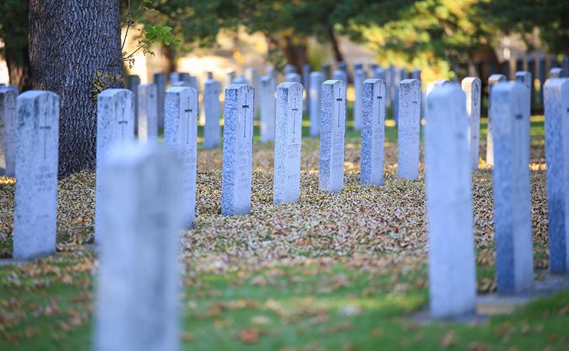headstones in ground