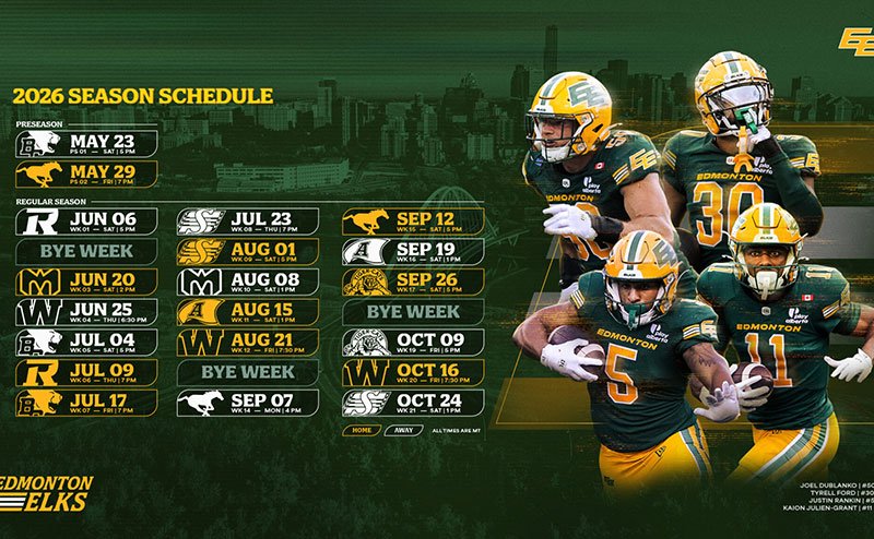 Edmonton elks schedule