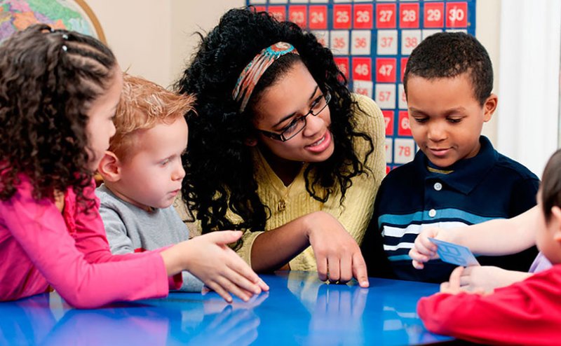 teacher with kids