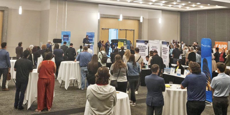 A view of just some of the booths and attendees at the 2024 Purchase with Purpose event